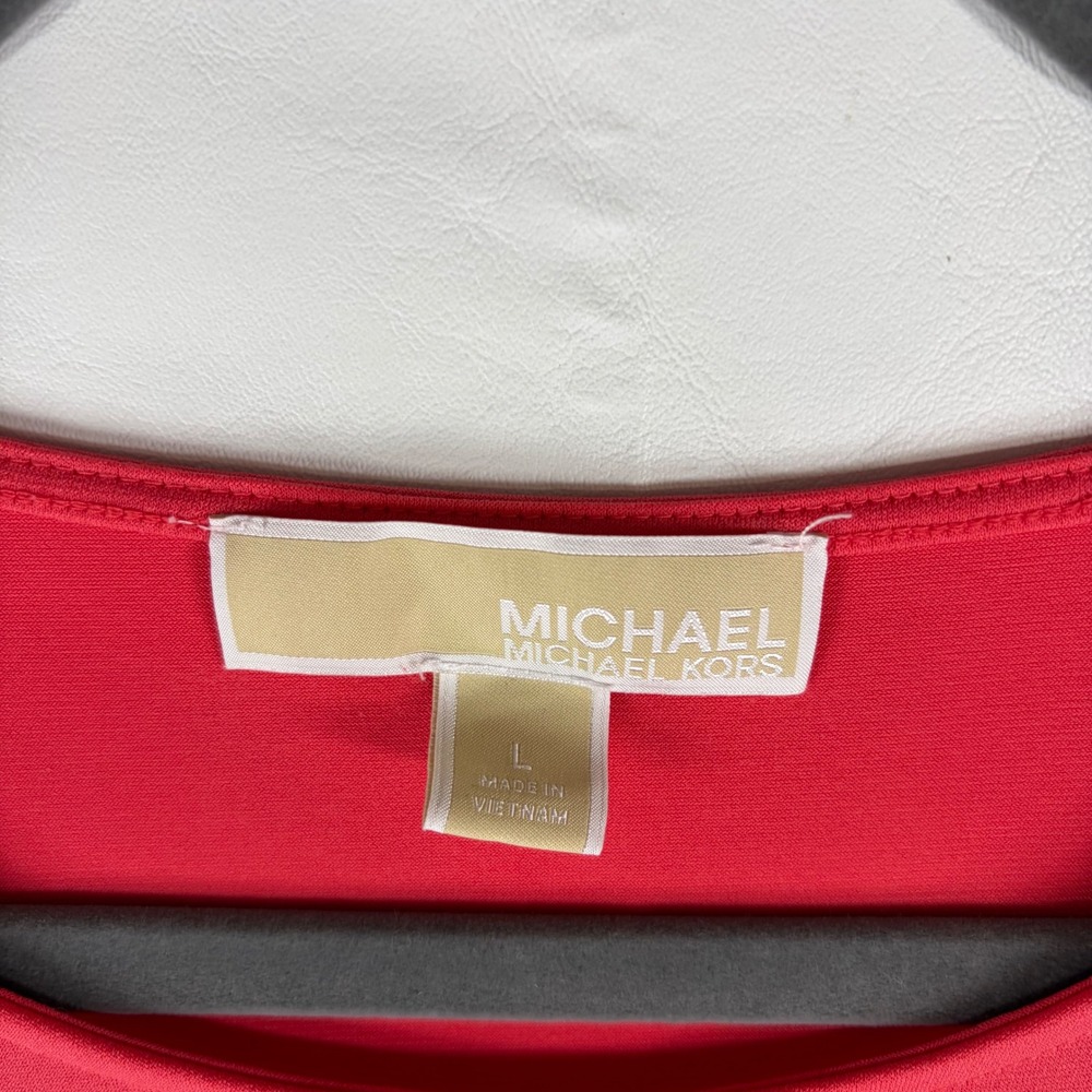 Michael Kors Red Ladder Cutout Shoulder Short Sleeve Top Blouse Womens Large - Picture 4 of 7